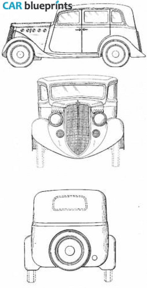 1935 Willys Overland 4 door Sedan blueprint