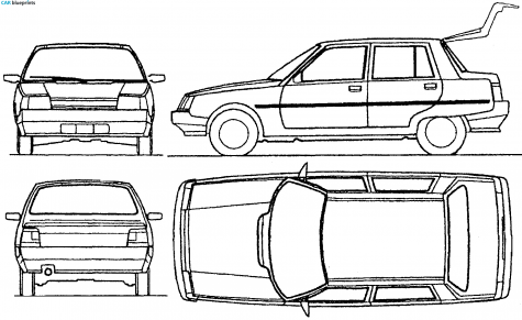 1995 ZAZ 1103 Slavuta Sedan blueprint