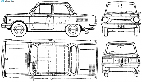 1979 ZAZ 968M Zaparozhets Coupe blueprint