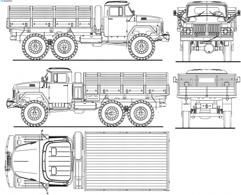 1966 ZIL 131 Truck blueprint