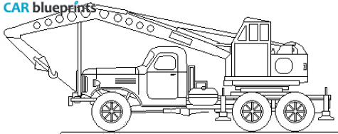 1958 ZIL 157 Crane 8T22 Truck blueprint