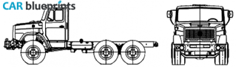 2006 ZIL 433442 Chassis and Pull Winch Truck blueprint