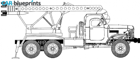 1948 ZIS 151 BM-13-16 Katyusha Truck blueprint