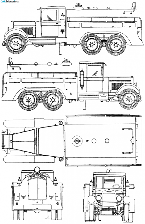 1944 ZIS 6 BZ-35 Tanker Truck blueprint