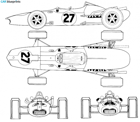 1966 AAR Eagle Mk1 (T1G) F1 GP Anglo American Racers OW blueprint