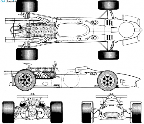 1966 AAR Eagle Mk1 (T1G) F1 GP Anglo American Racers OW blueprint