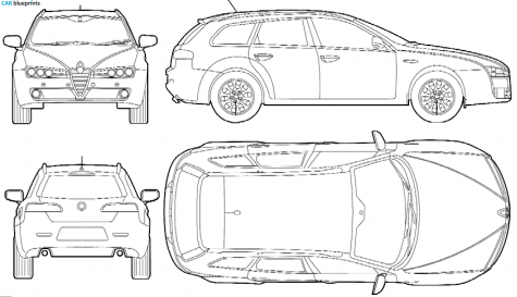 2007 Alfa Romeo 159 Sportwagen Wagon blueprint
