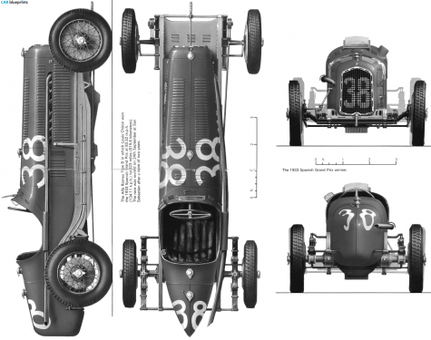 1933 Alfa Romeo P3 OW blueprint