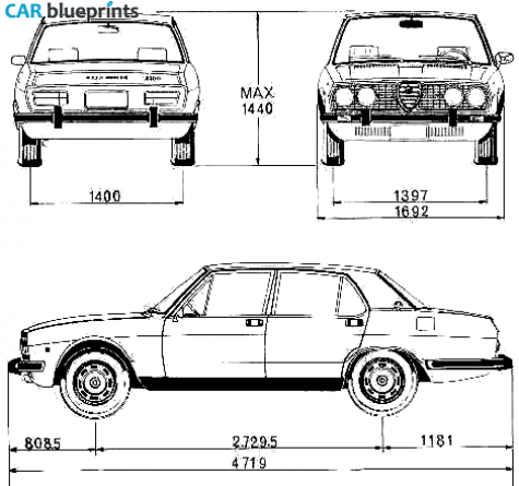 1974 Alfa Romeo Alfetta 2300 Sedan blueprint