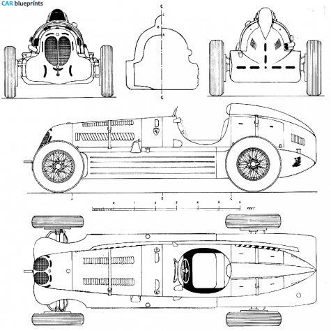 1935 Alfa Romeo Bimotore Cabriolet blueprint