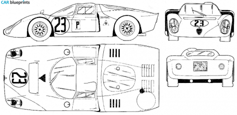 1968 Alfa Romeo Tipo 33/2 Coupe blueprint