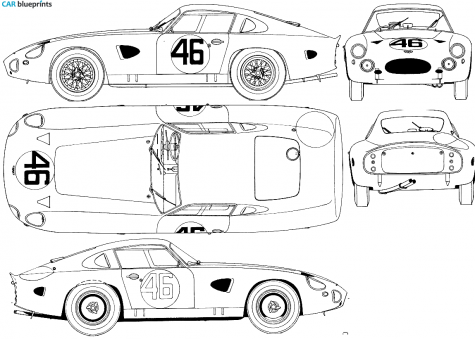 1963 Aston Martin DB4 GT Monza Coupe blueprint