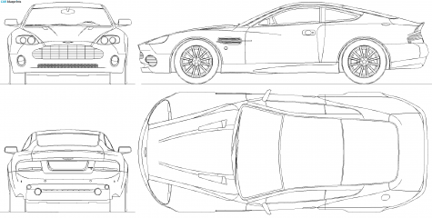 2005 Aston Martin Vanquish Coupe blueprint