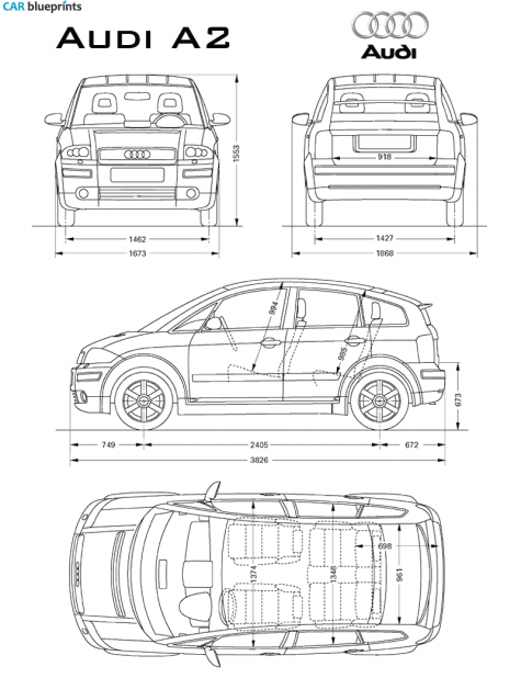 1999 Audi A2 Hatchback blueprint