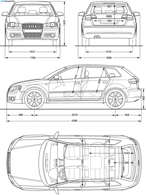 2008 Audi A3 (Typ 8P) Hatchback blueprint