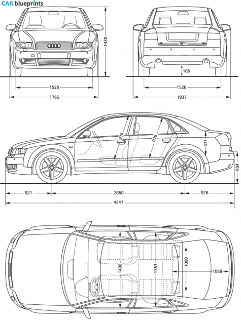 2001 Audi A4 (Typ 8E) Sedan blueprint