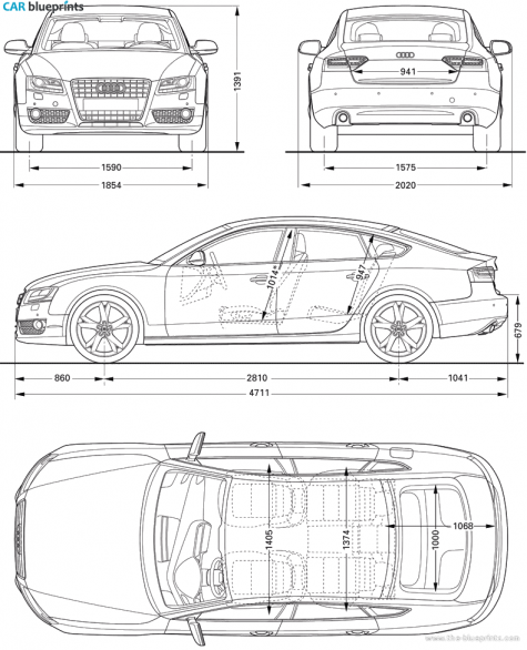 2010 Audi A5 Sportback Hatchback blueprint