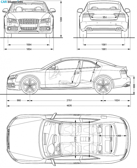 2008 Audi S5 (Typ 8T) Coupe blueprint