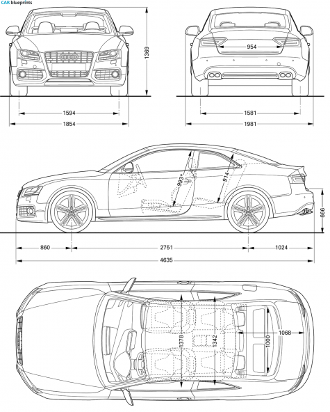 2008 Audi S5 (Typ 8T) Coupe blueprint