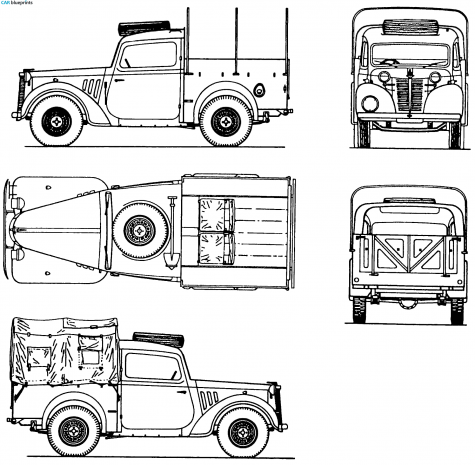 1940 Austin 10HP 4x2 Light Utility Tily Pick-up blueprint