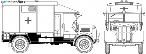 Austin K2Y Ambulance 2t 4x2 Truck blueprint