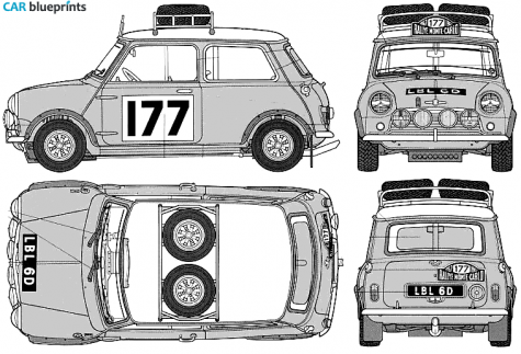 1965 Austin Mini Cooper S 1275 Rally Hatchback blueprint