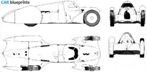 1935 Auto Union Avus Rennlimousin Coupe blueprint