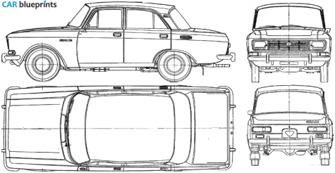 1976 AZLK Moskvich 412 (2140) Sedan blueprint