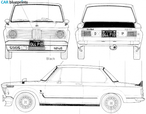 1973 BMW 2002 Tii Turbo Sedan blueprint