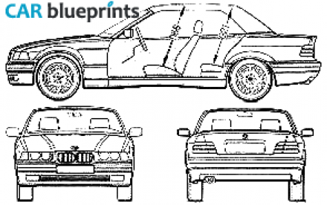 1998 BMW 3-Series E36 Cabrio Cabriolet blueprint