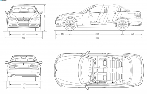 2007 BMW 3-Series E93 Convertible Cabriolet blueprint