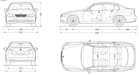 2007 BMW 3-Series E90 Sedan blueprint