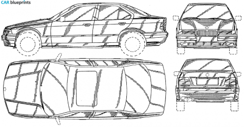 1990 BMW 3-Series E36 Sedan blueprint