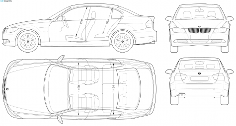 2005 BMW 3-Series E90 Sedan blueprint