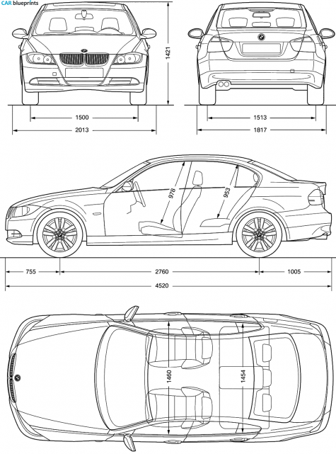 2005 BMW 3-Series E90 Sedan blueprint