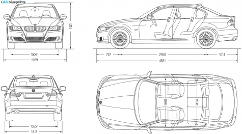 2008 BMW 3-Series E90 Facelift Sedan blueprint