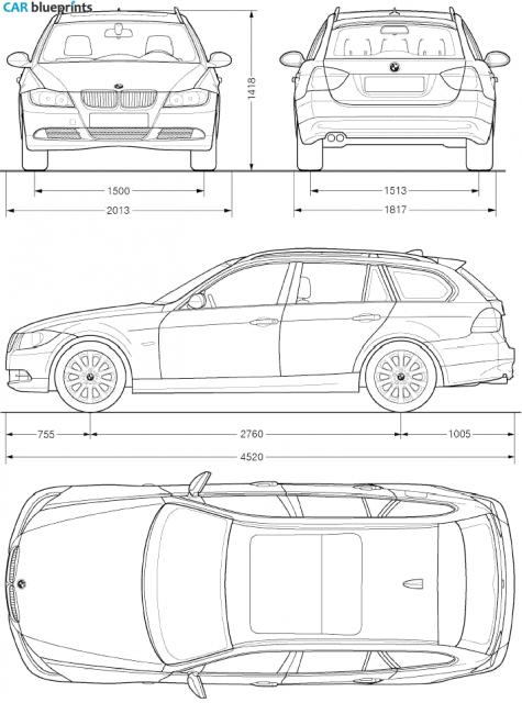 2005 BMW 3-Series E91 Touring Wagon blueprint