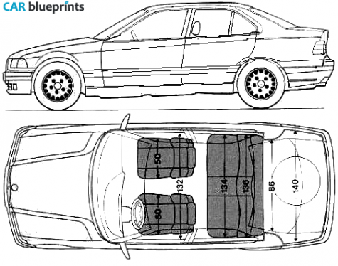 1992 BMW 3-Series E36 320i Sedan blueprint