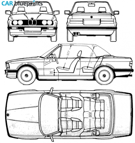 1988 BMW 3-Series E30 325 Cabriolet blueprint