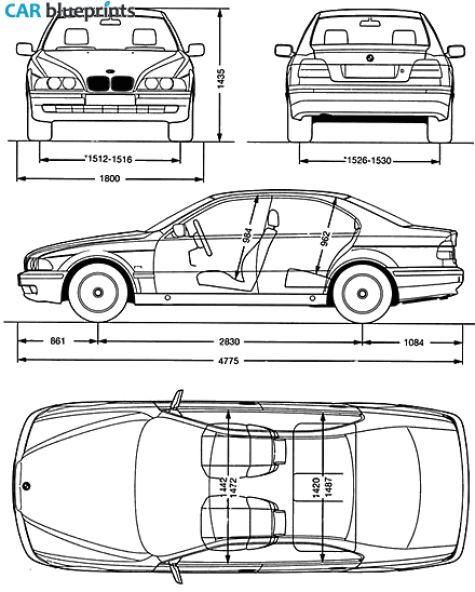 1995 BMW 5-Series E39 Sedan blueprint