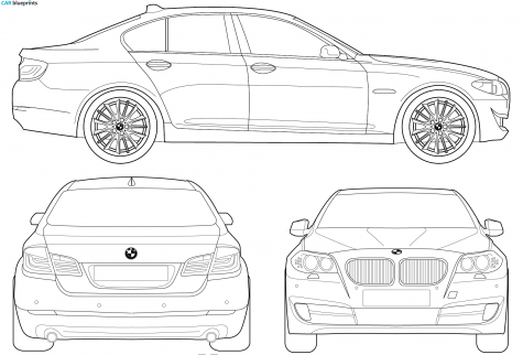 2010 BMW 5 Series F17 Sedan blueprint