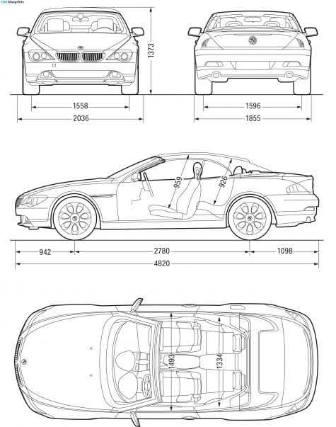 2004 BMW 6-Series E64 Convertible Cabriolet blueprint