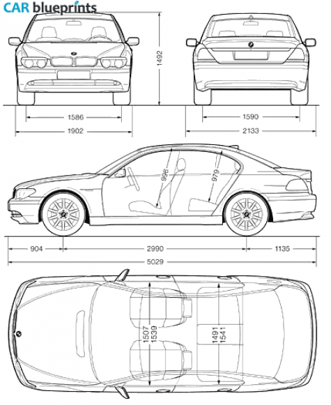 2001 BMW 7-Series E65 Sedan blueprint