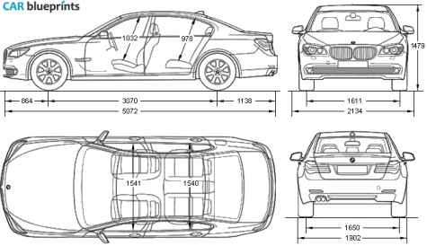 2009 BMW 7-Series F01 Sedan blueprint