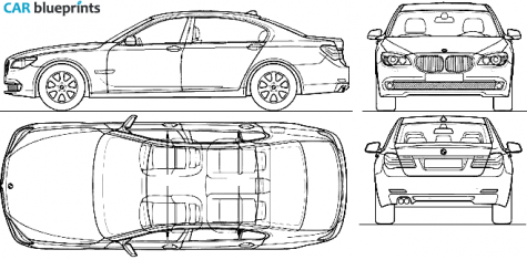 2009 BMW 7-Series F01 Sedan blueprint