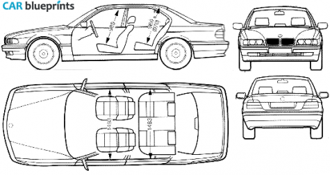 1997 BMW 7-Series E38 Sedan blueprint