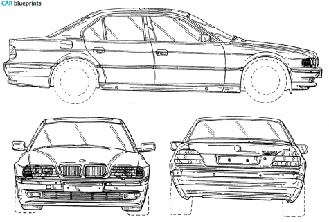 1996 BMW 7-Series E38 Sedan blueprint