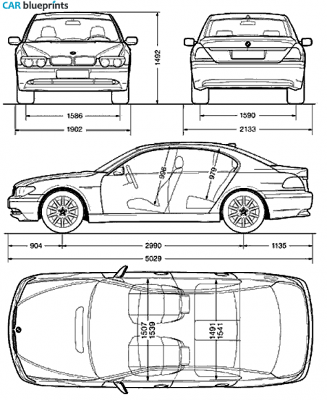 2002 BMW 7-Series E65 745i Sedan blueprint