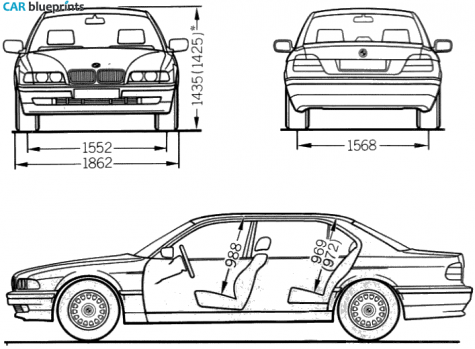 1994 BMW 7-Series E38 750i Sedan blueprint