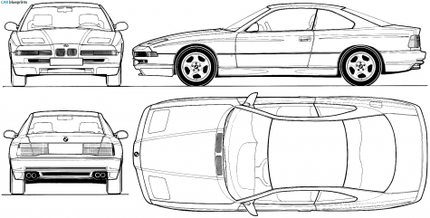 1989 BMW 850 E31 Coupe blueprint